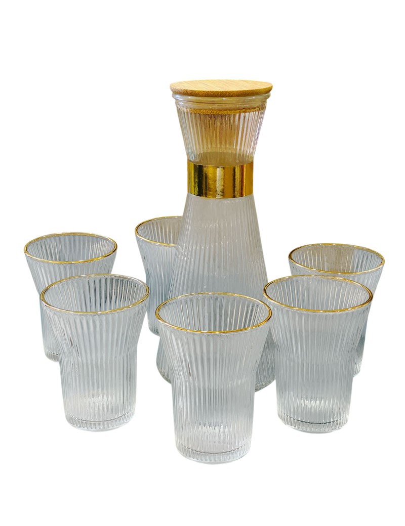 Ensemble carafe avec 6 verres transparents